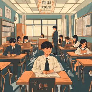 学生场景插画