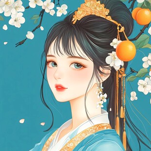 古风美女头像插画封面