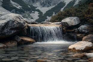 山谷溪流瀑布自然风光