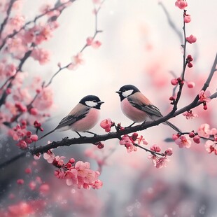 麻雀与桃花桃花与小鸟