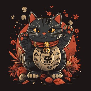 招财猫插画设计