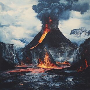 火山立体画