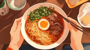 牛肉面插画