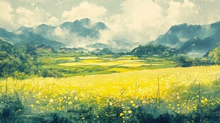 油菜花风景画