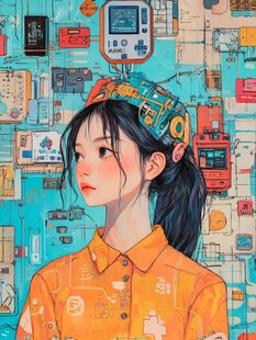 青春风少女插画