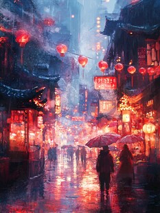 雨巷插画