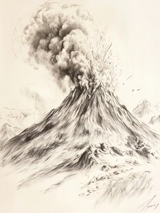 火山立体画