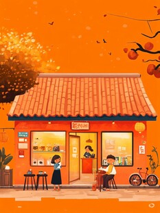 奶茶春节插画