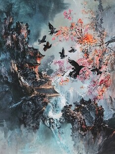 梦幻花鸟油画