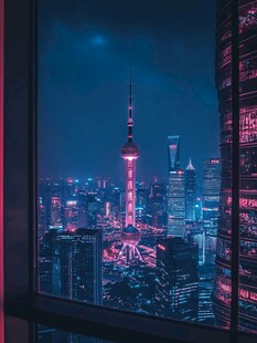 陆家嘴赛博朋克夜景