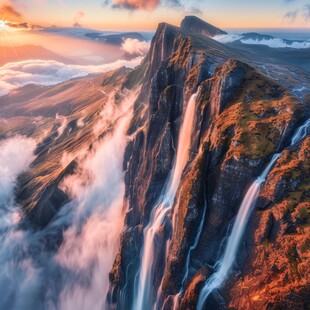 高山飞瀑美景