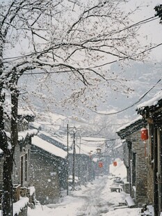 飘雪的古镇