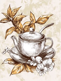 紫铜茶壶插画