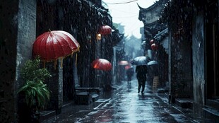 雨中古街