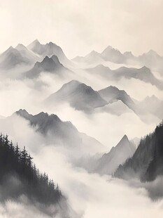 雾霾山水画