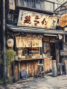 街边小店插画