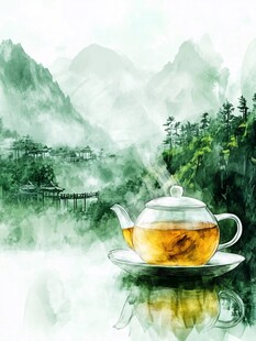 个性水墨山水茶品