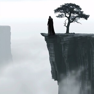 悬崖边上的背影