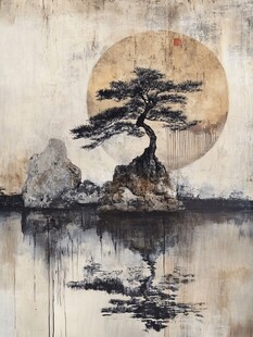 迎客松油画