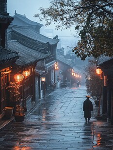 古街阴雨天