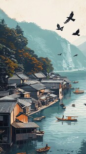 插画山水风景