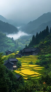 烟雨梯田