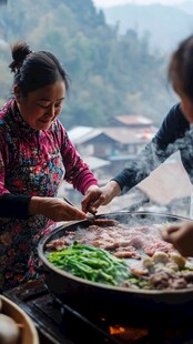 孤山里的农家正在做饭