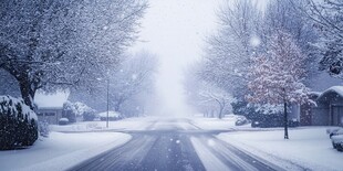 冬天下雪城市道路