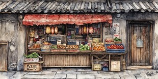 炒货店插画