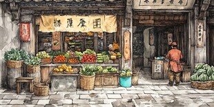 炒货店插画