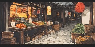 腌卤店插画