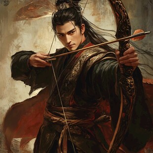 手绘侠客风大侠射箭