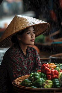 雨中农贸市场