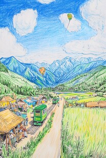 禾木风景插画