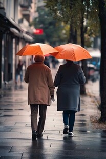 雨中背影同打一把伞