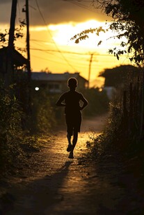 夕阳下的奔跑