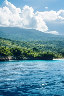 海岛海洋蓝天白云海边