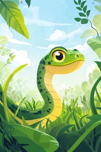 扁平风蛇插画