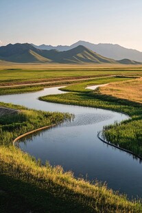 竖幅草原河流