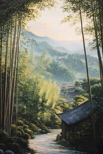 意境山水竹林装饰画