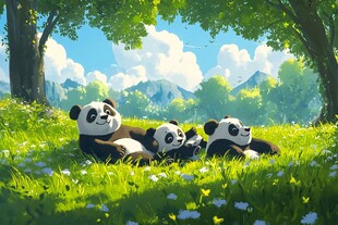 熊猫生活场景