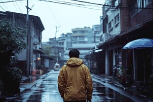 雨中背影