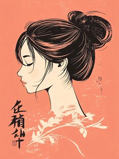 刺桐花女插画