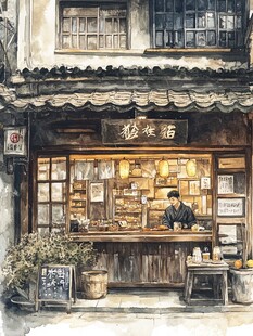 街边小店插画