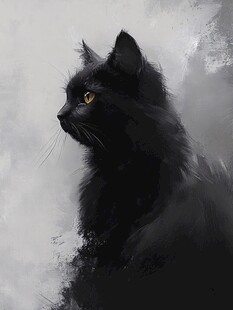 小黑猫插画