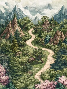 现实山景画