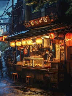 夜宵店插画