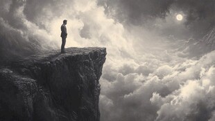 站在悬崖边上的男人