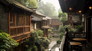 雨中四合院