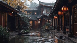 雨中四合院